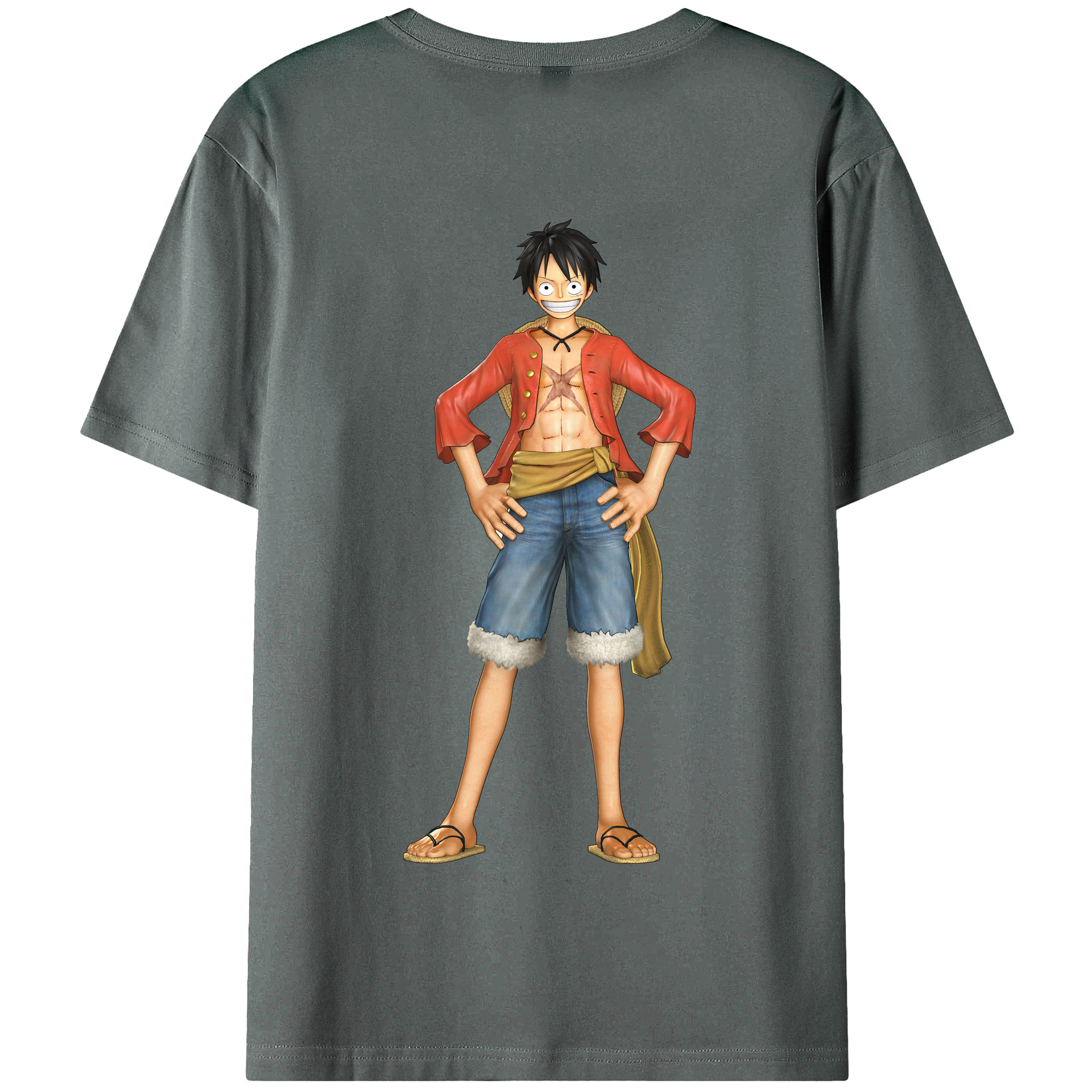 ワンピース モンキー・D・ルフィ ONE PIECE Monkey D. Luffy 綿100％半袖Tシャツ（背面プリント）